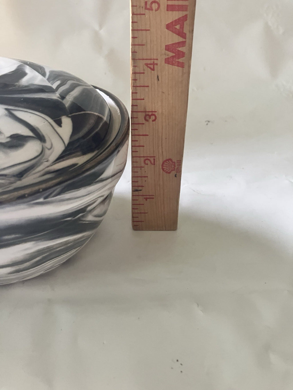 Vintage Black And White Marbled Ceramic Agateware 9” Oval Casserole W/ Lid