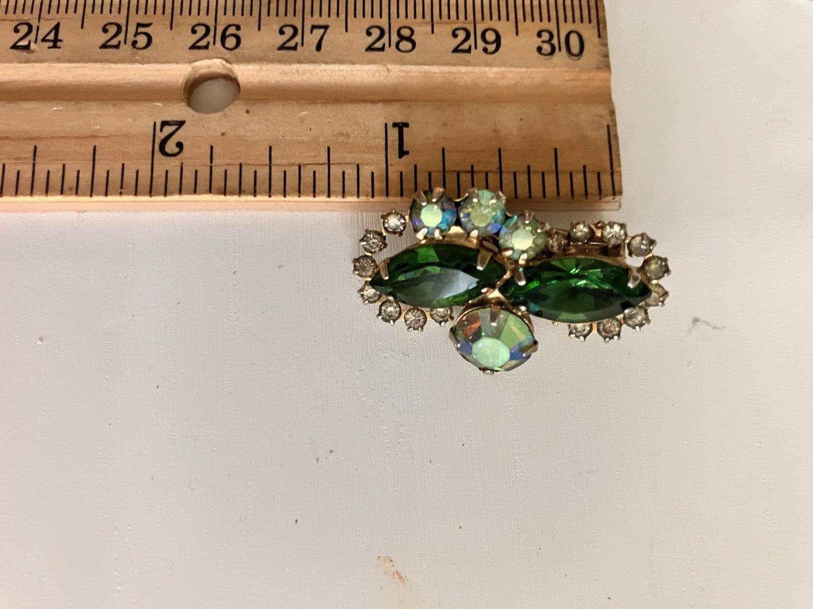 Vintage Aurora Borealis Rhinestone Small Brooches Lot Of 2.