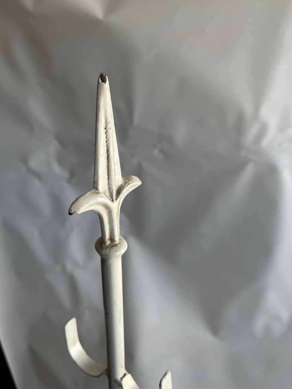 Wrought Iron Wreath Or Purse Holder Double Hooked White Antique Finish 36.5”