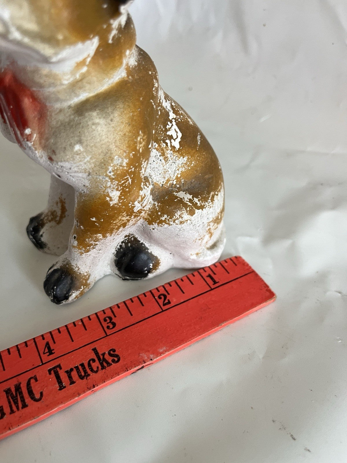 Vintage MCM Chalkware Pitbull Dog Figurine 
