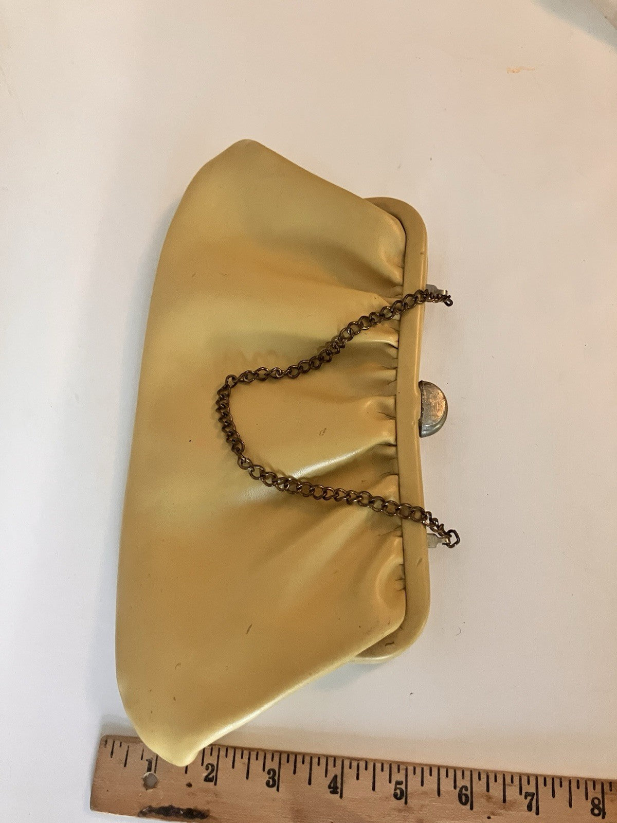 Vintage Light Yellow MCM Purse With Small Chain
