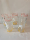 Vintage/MCM  Hazel Atlas Americana Glasses White, Pink And Yellow, Set Of 5