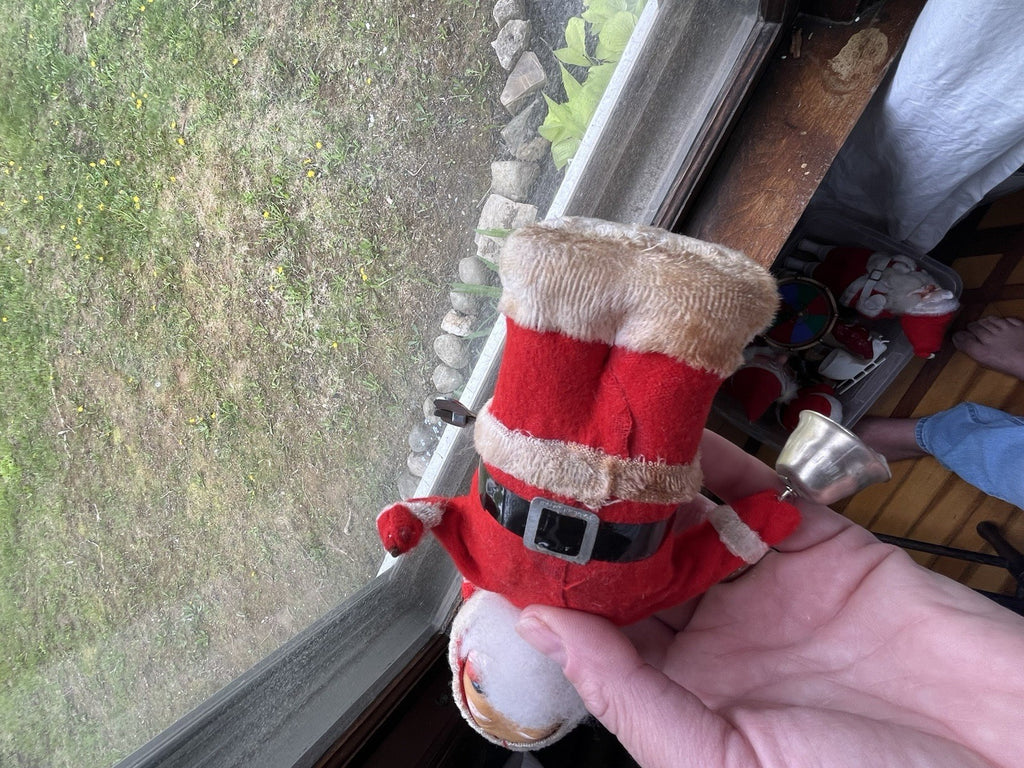 Vintage MCM 1950/60’s Mechanical Santa Claus Alps 6.5" Tall, Blue Eyes. Works!