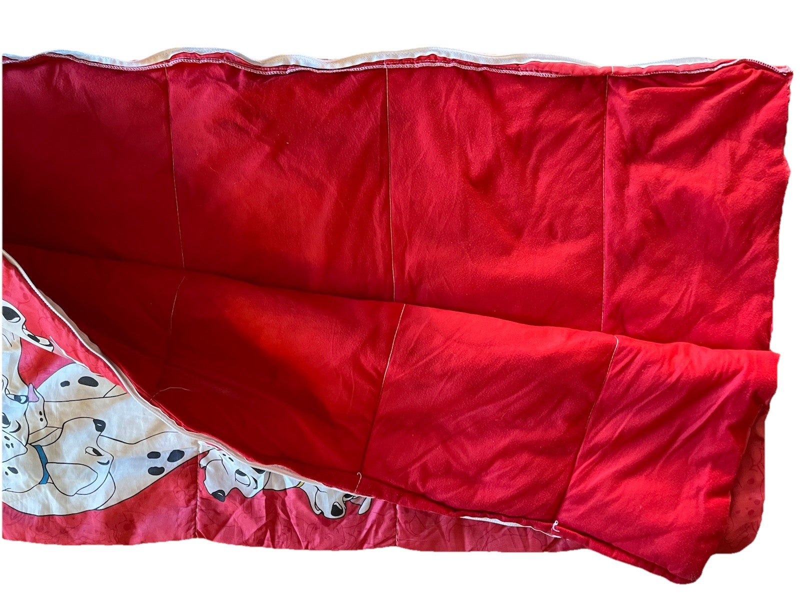 Vintage 90's  Disney 101 Dalmatians Red Double Sided Youth Sleeping Bag