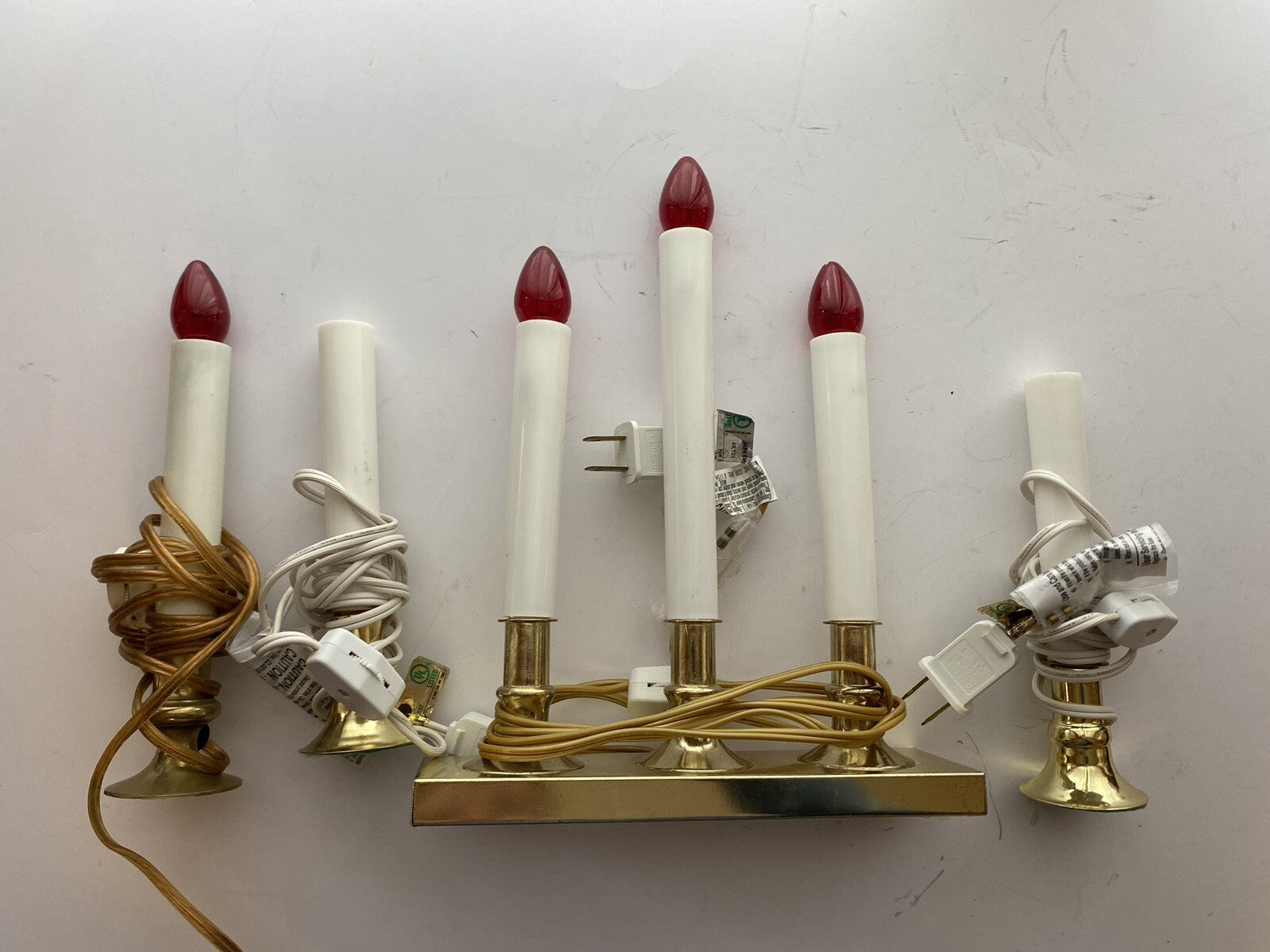 Lot of 4 Christmas Window Candles Lighted
