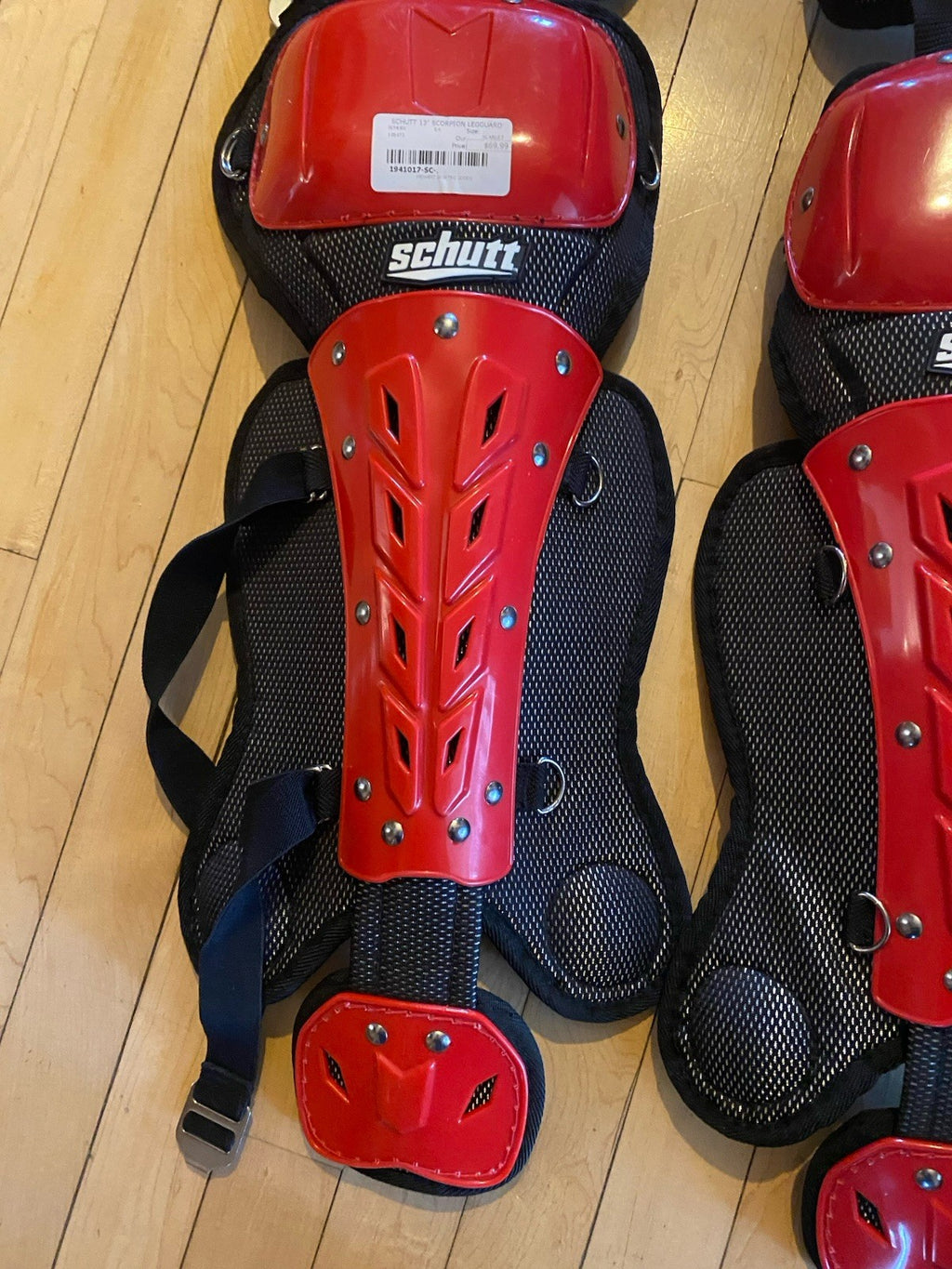 Schutt 13” Scorpion Leg Guards Red/Black New Old Stock 