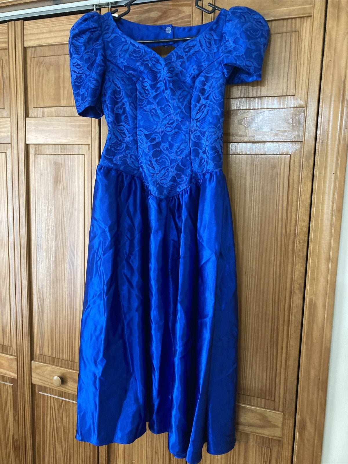 Vintage 1990s Prom Formal Dress Royal Blue 