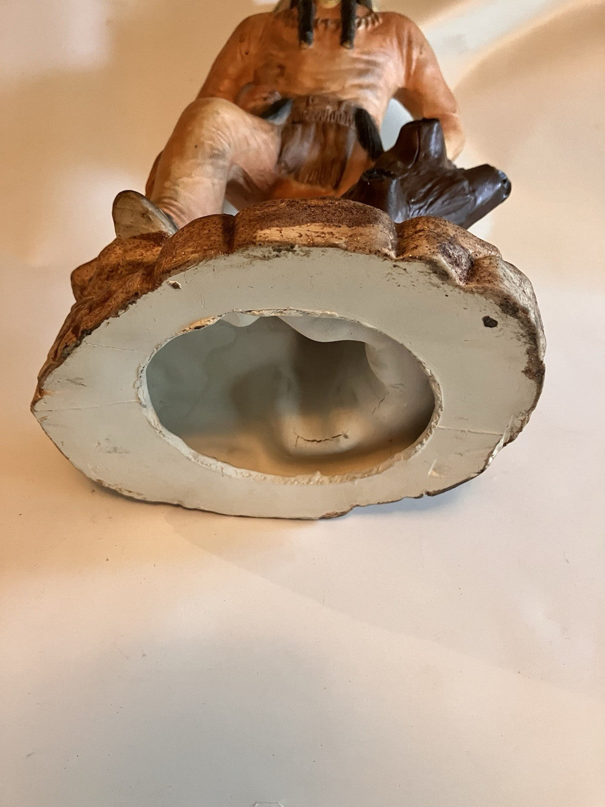 1980s Ceramic Native American Statue 16” Tall