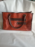 MC Women’s Orange Leather And Faux Alligator/snake Print Purse