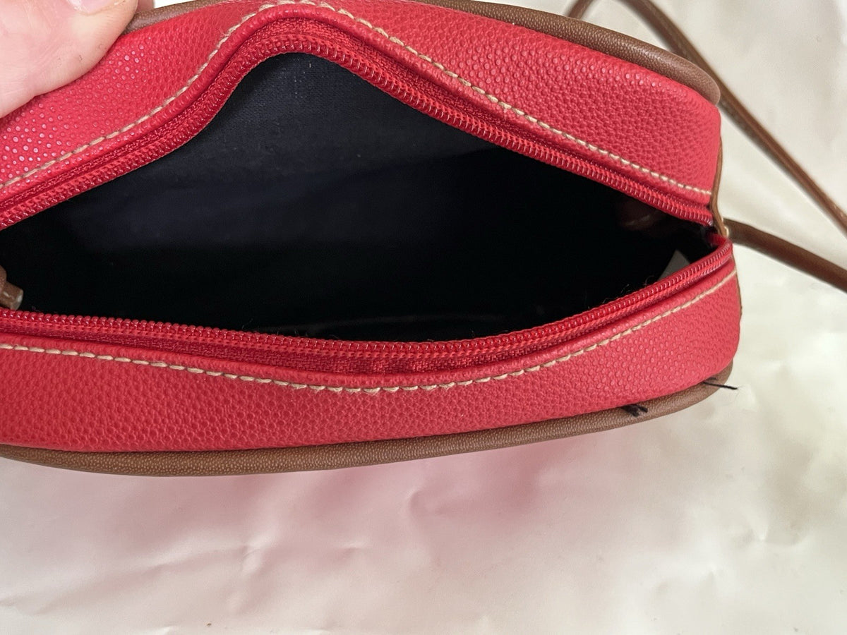 Arizona Jean Co. Red Faux Leather With Brown Details Crossbody Purse