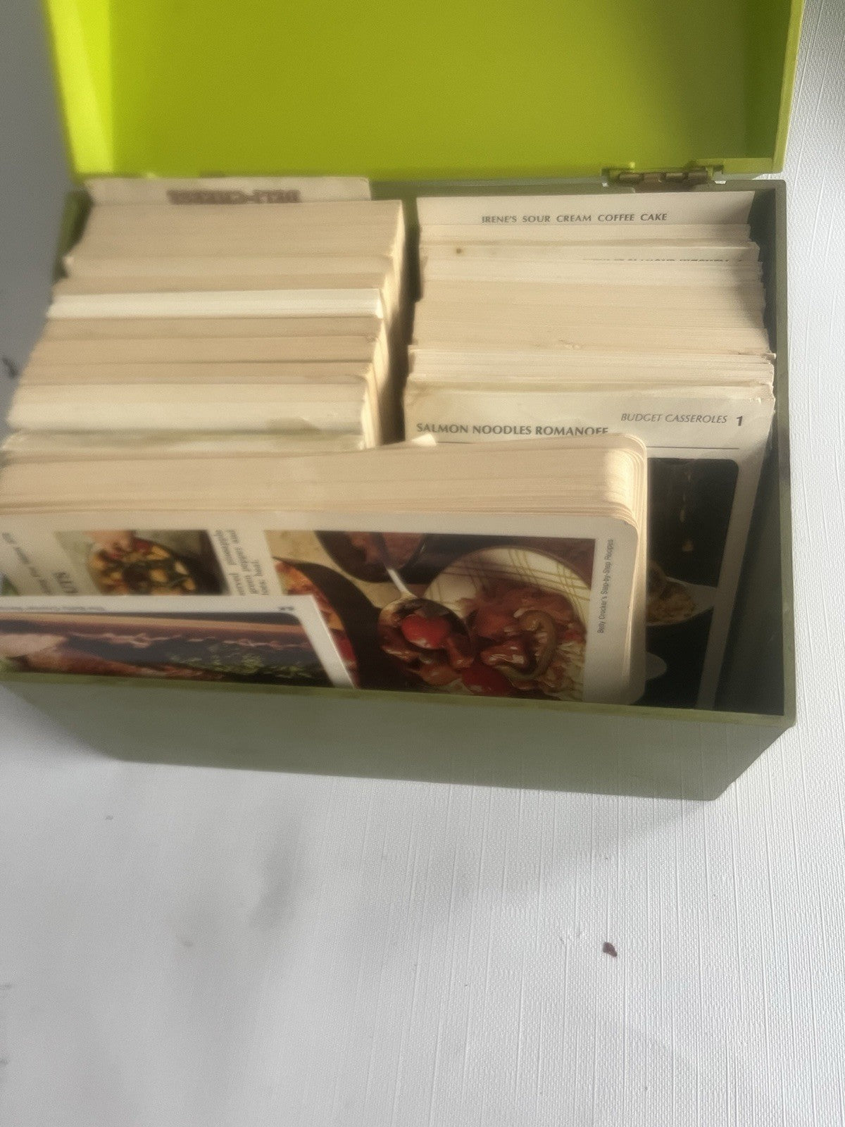 Vintage Betty Crocker Recipe Card Library Avocado Lime Green Box 1971 Recipes 