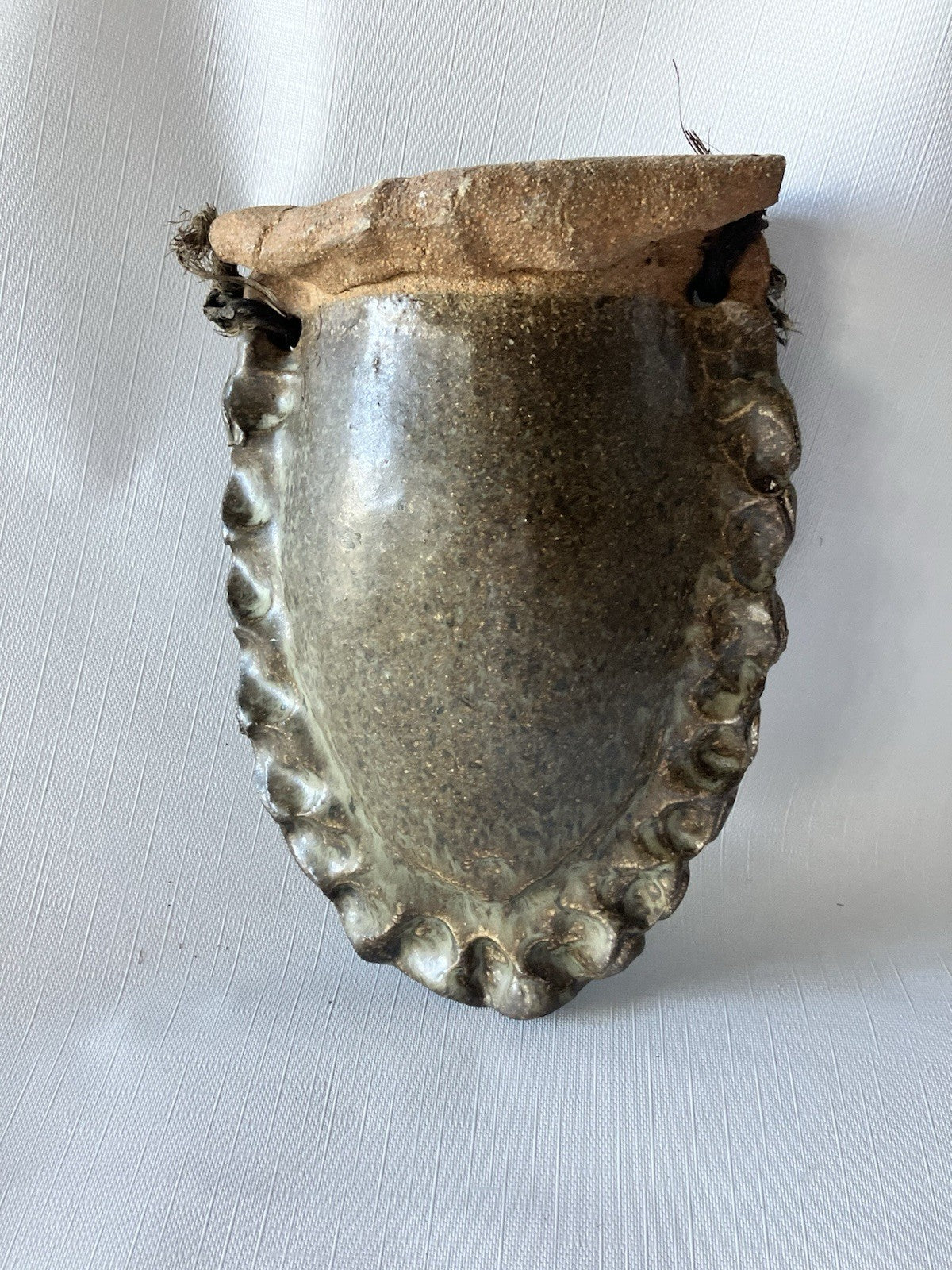 Roku Glazed on  Red Stone Pottery Hanging Flower Pot- Unique!