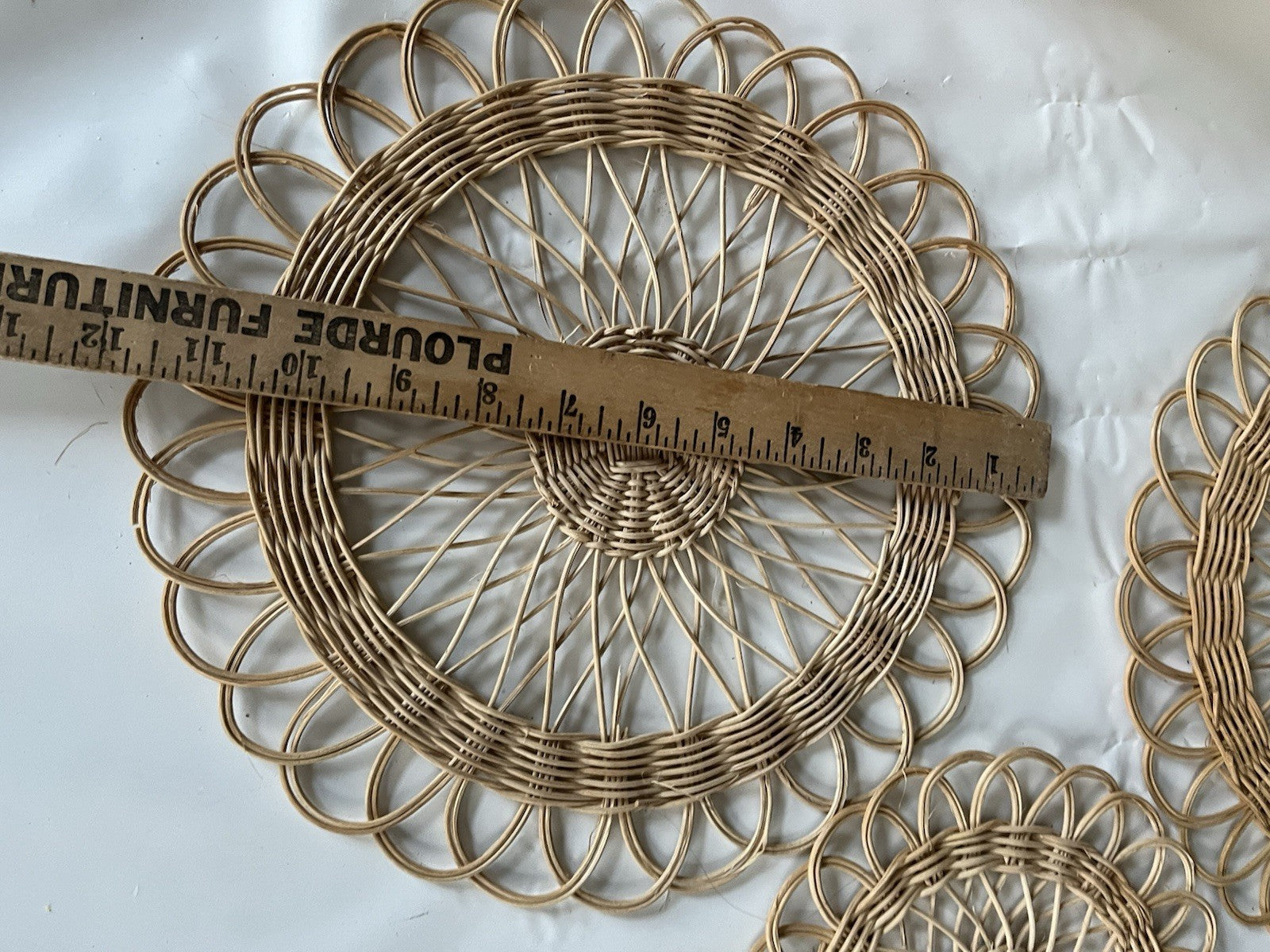 5-Vintage MCM Wicker Woven Circle Wall Decorations; Abstract/Boho/60s EVC!