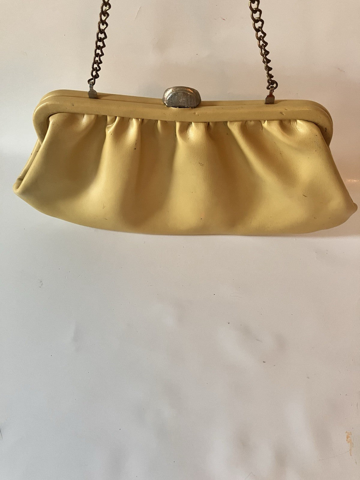 Vintage Light Yellow MCM Purse With Small Chain