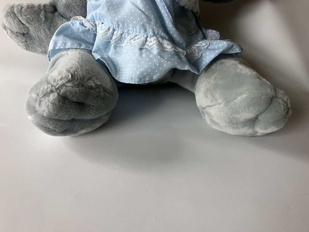 Vintage Ganz Bros Wrinkles The Dog Puppet With Blue Dress EVC