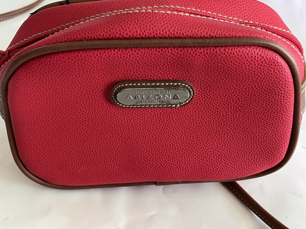 Arizona Jean Co. Red Faux Leather With Brown Details Crossbody Purse