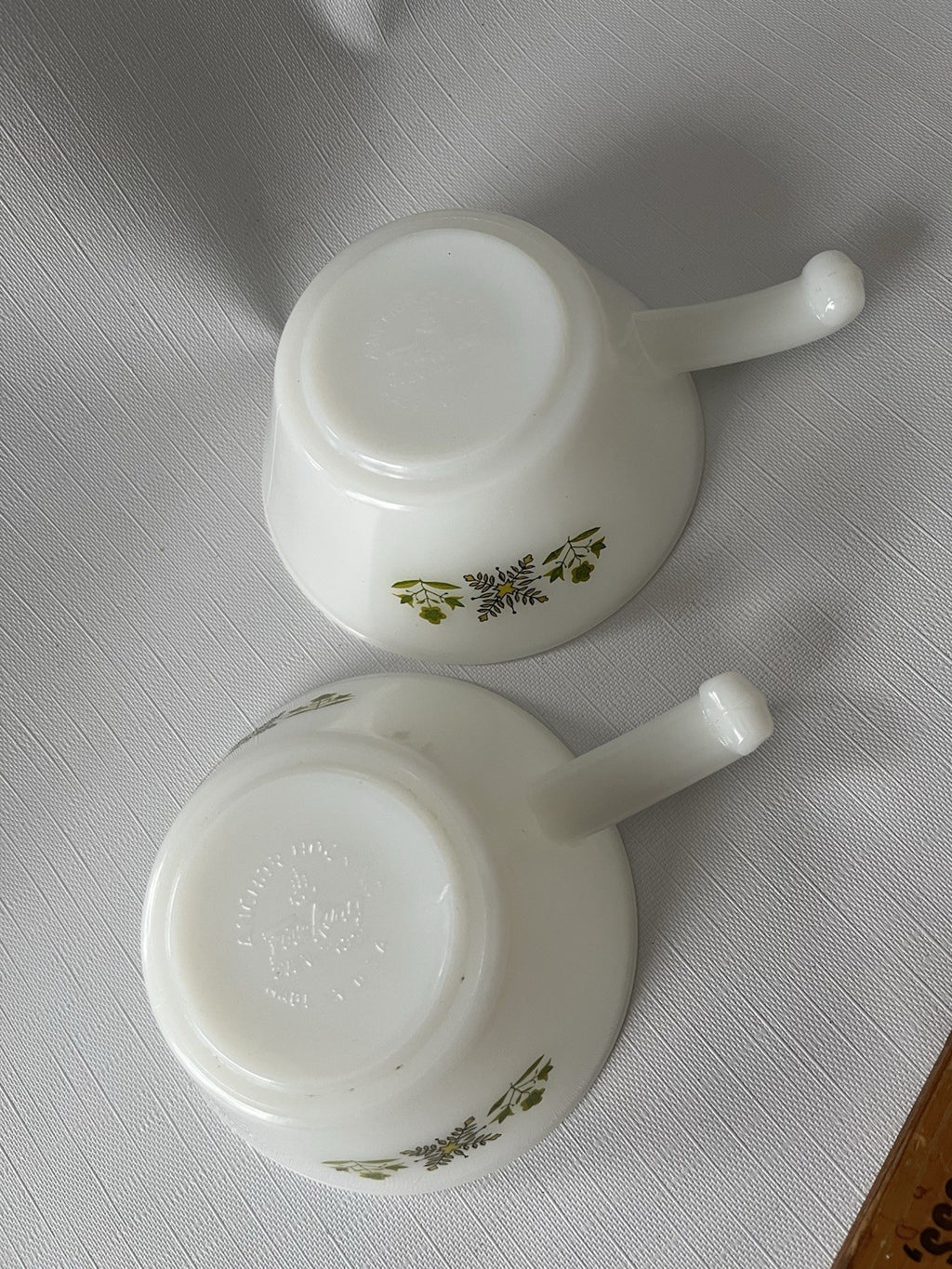 Vintage Anchor Hocking Fire king Green Meadow Soup Bowls/Bread Pan
