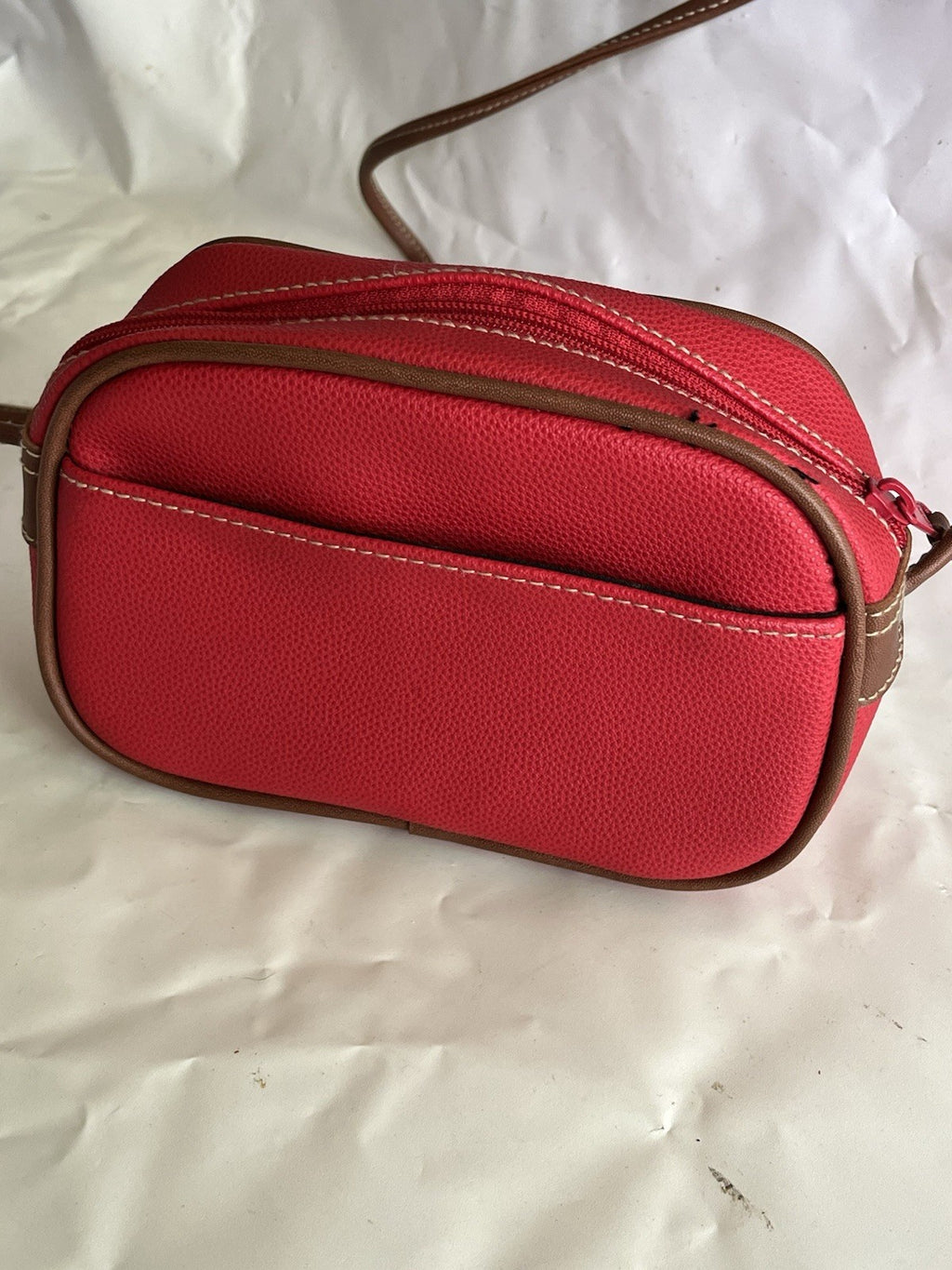Arizona Jean Co. Red Faux Leather With Brown Details Crossbody Purse