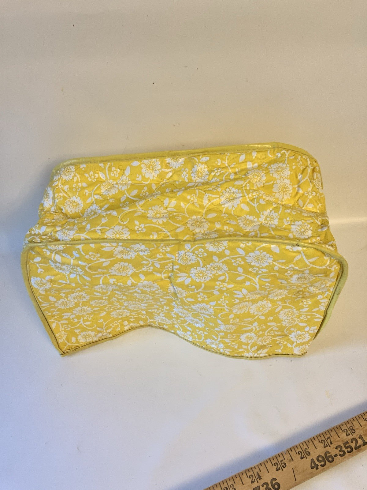 Vintage 70/MCM Floral Yellow/White Vinyl Toaster/ Applicance Duster Covers; 3 Pc