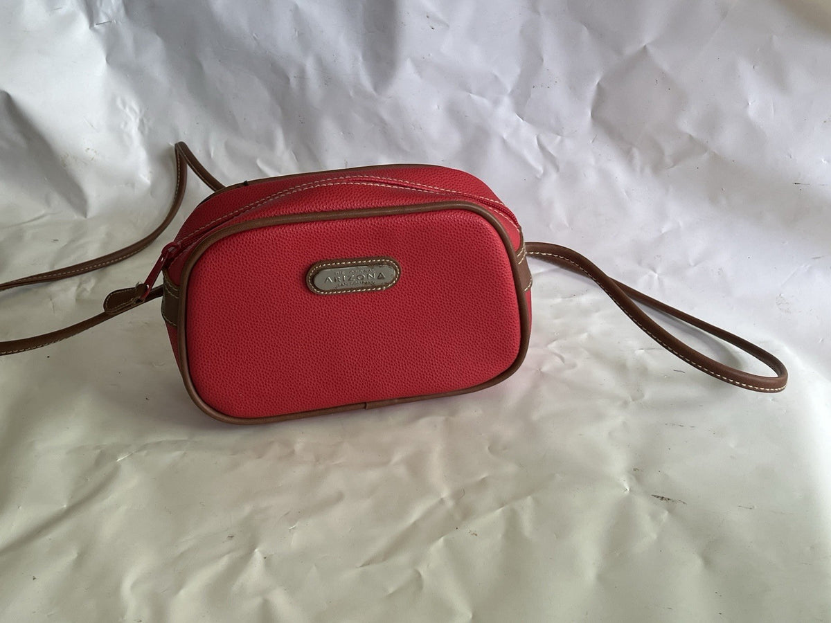 Arizona Jean Co. Red Faux Leather With Brown Details Crossbody Purse