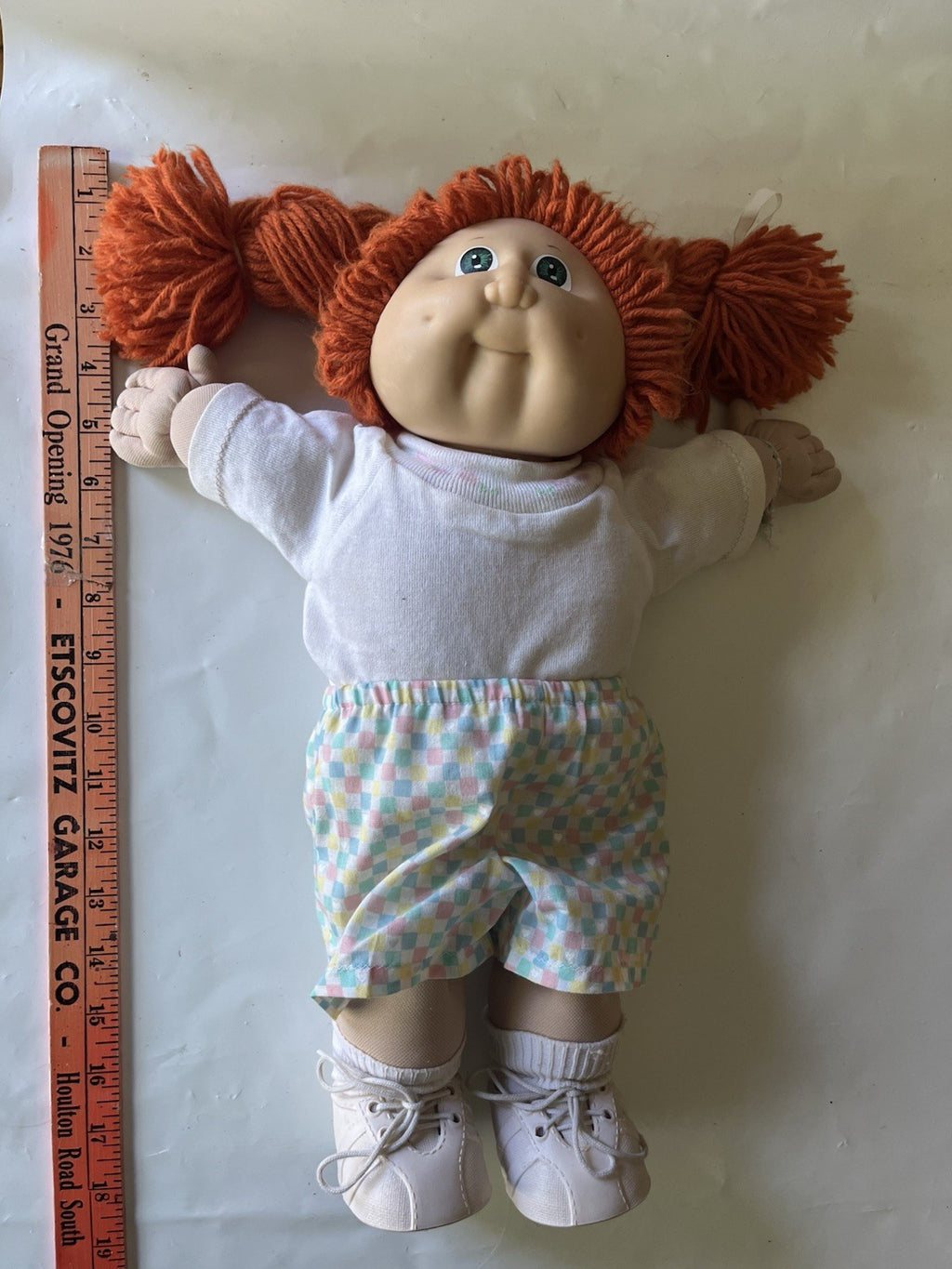 Vintage Cabbage Patch Kids 16” Girl Red Braided Pigtails/ Green Eyes