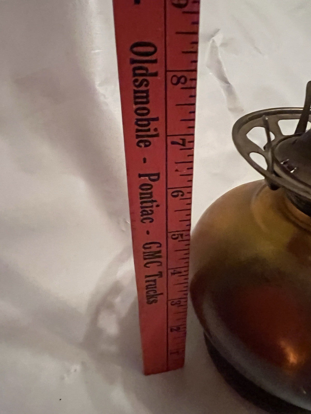 Vintage Amber Glass Hurricane Kerosene Lamp  With Original Glass Globe