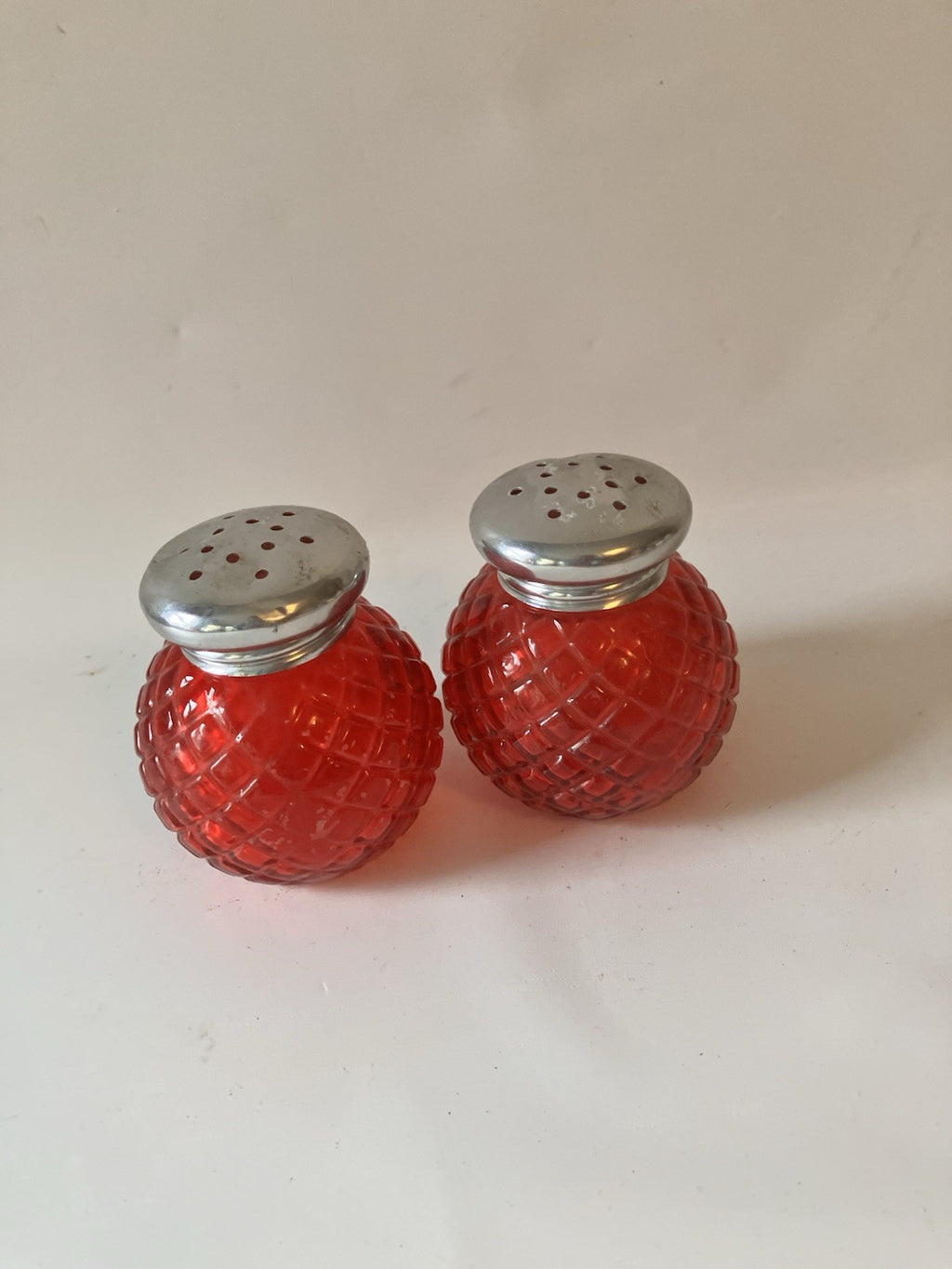 Pair Of Red Vintage Avon “Charisma” Fragrant Powder Shakers