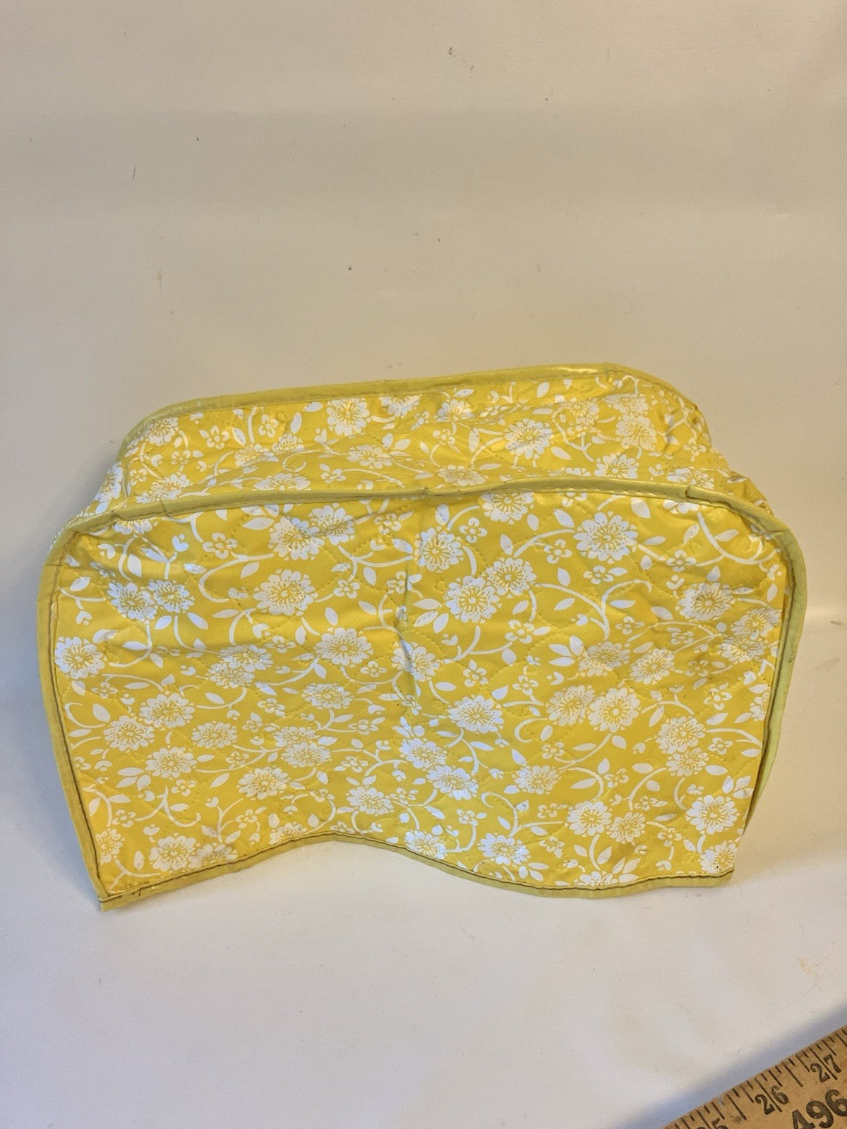 Vintage 70/MCM Floral Yellow/White Vinyl Toaster/ Applicance Duster Covers; 3 Pc