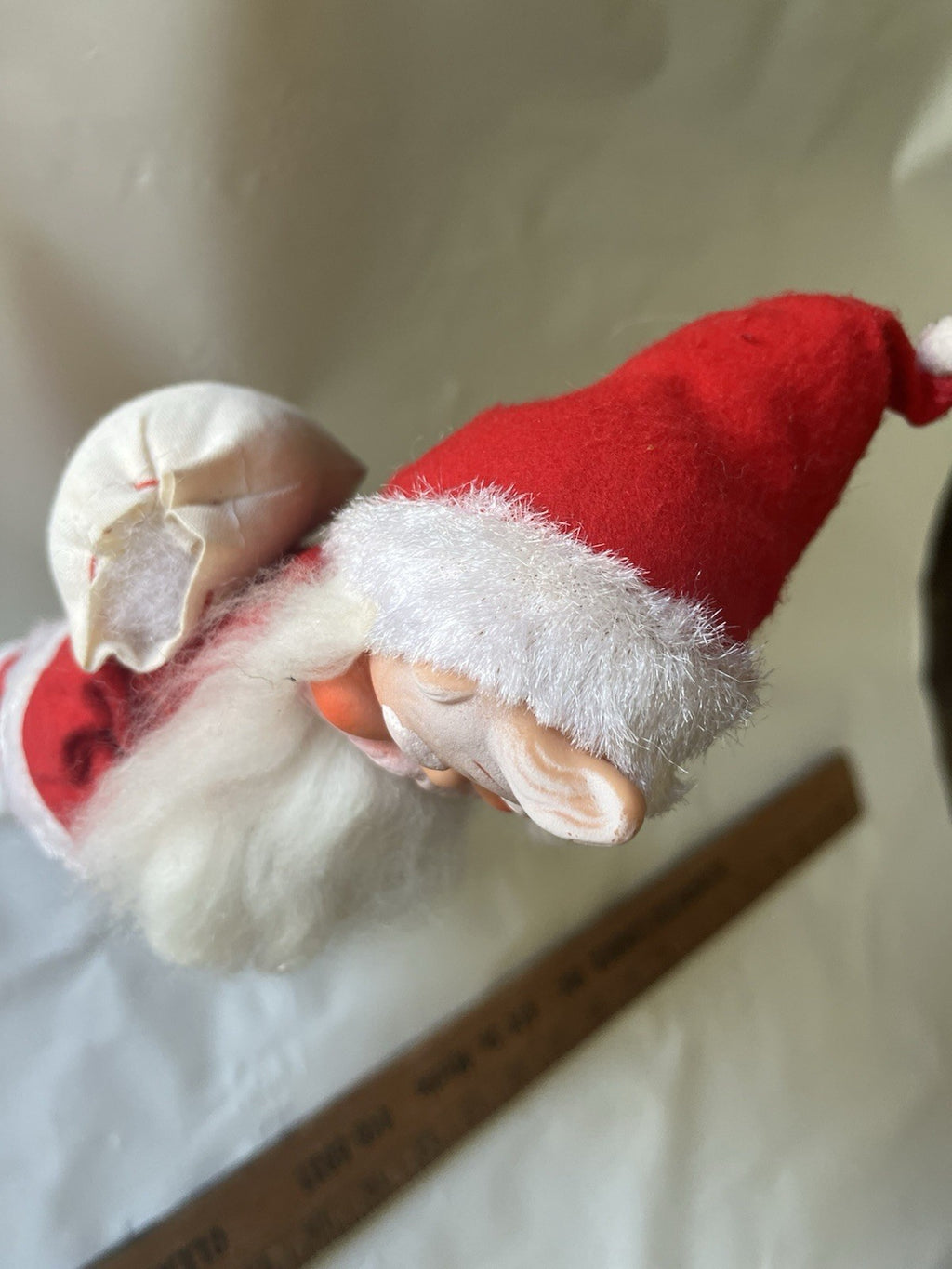 Vintage 1950's Santa Claus 13" Tall MCM Made In Japan; Rubber Face, Soft Body.