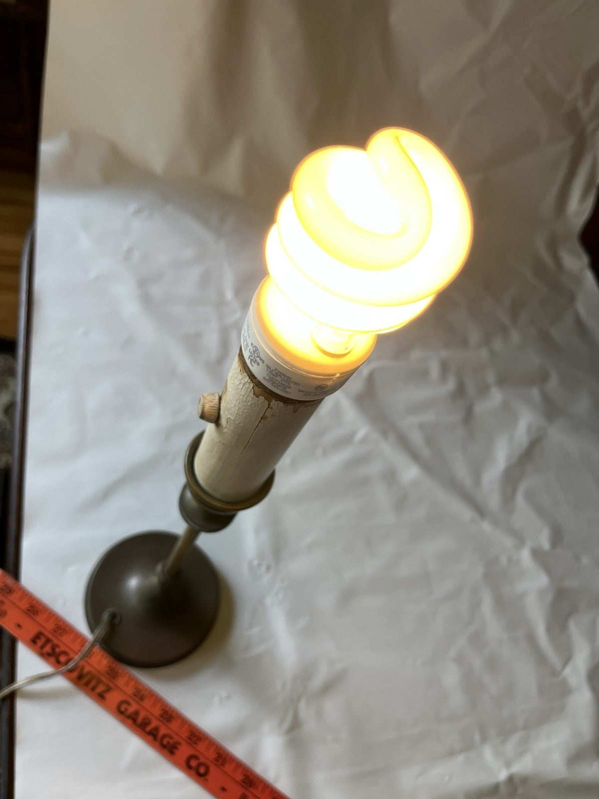Vintage Candlestick/ Boudoir Brass Lamp, 13” Tall.