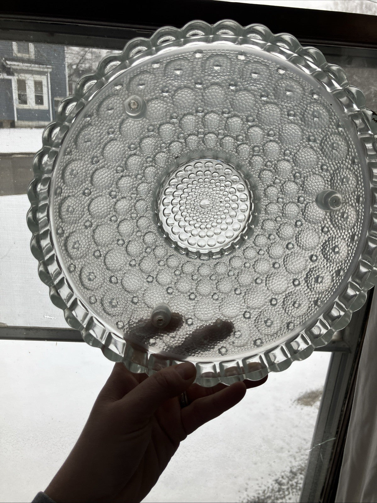 10” White Glass Art Deco Ceiling Light Shade Antique Cover Hobnail Bubble; Clear