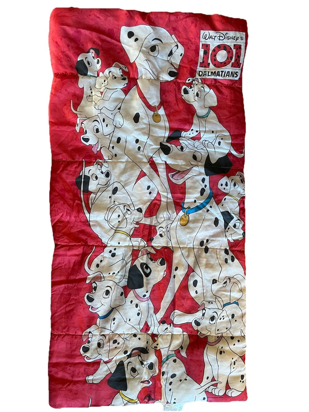Vintage 90's  Disney 101 Dalmatians Red Double Sided Youth Sleeping Bag