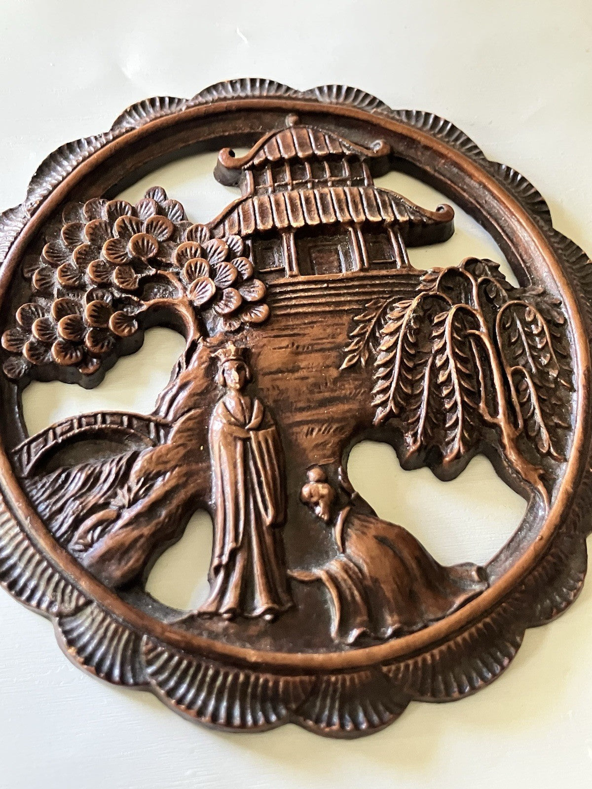 Vintage Ornate Wall Plaque Decorative Syroco Wood Asian Themed.