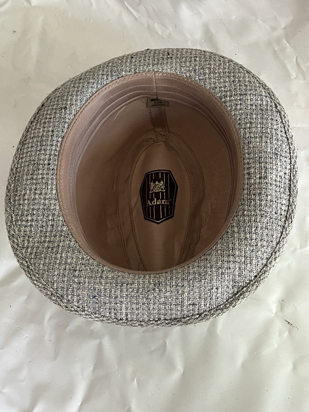 Vintage Men’s Adam Tweed Fedora Hat; 7-71/8 Medium Grey/tan Tweed Tone