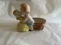 Vintage Kissing Couple Ceramic Planter Hand Painted Boy/Girl. Gold Accent EVC