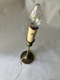 Vintage Weber 17” Tall Brass Candlestick Lamp With Crackle Glass Bulb; Art Deco