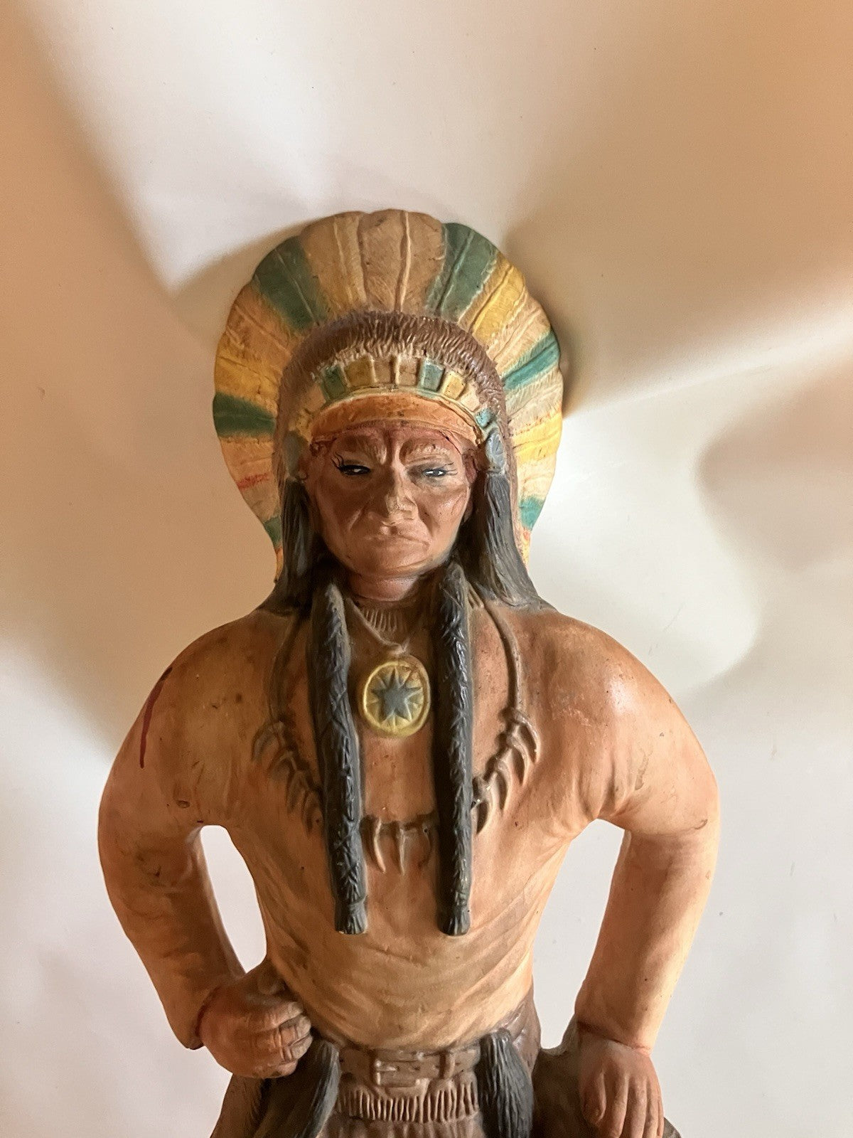 1980s Ceramic Native American Statue 16” Tall