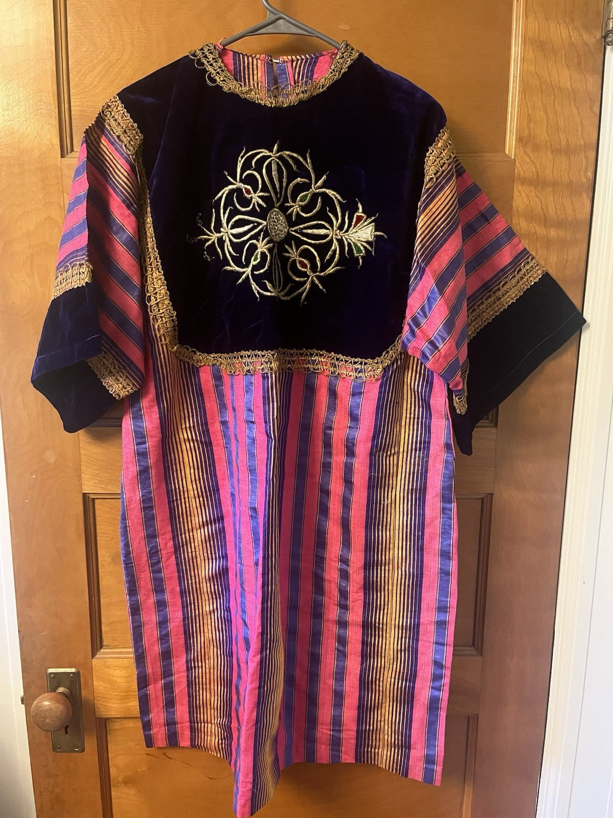 Vintage Afghan Mens Traditional Tunic In Vibrant Colors; 42” Long