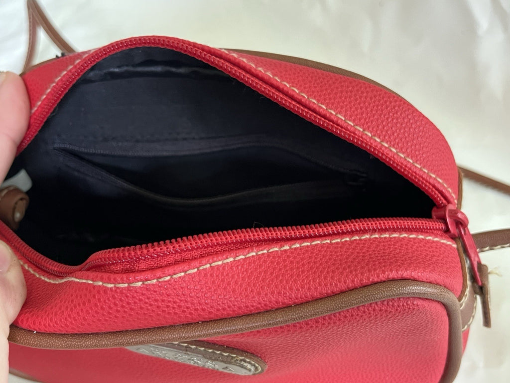 Arizona Jean Co. Red Faux Leather With Brown Details Crossbody Purse