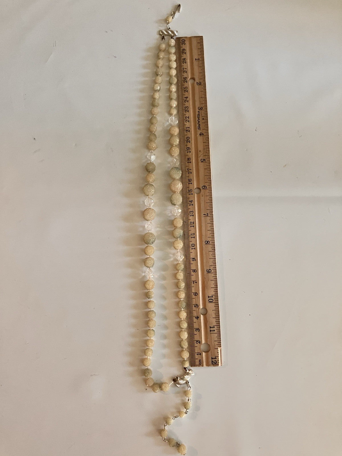 Vintage Japan Sugared Silk Ball Beaded Double Stranded Necklace