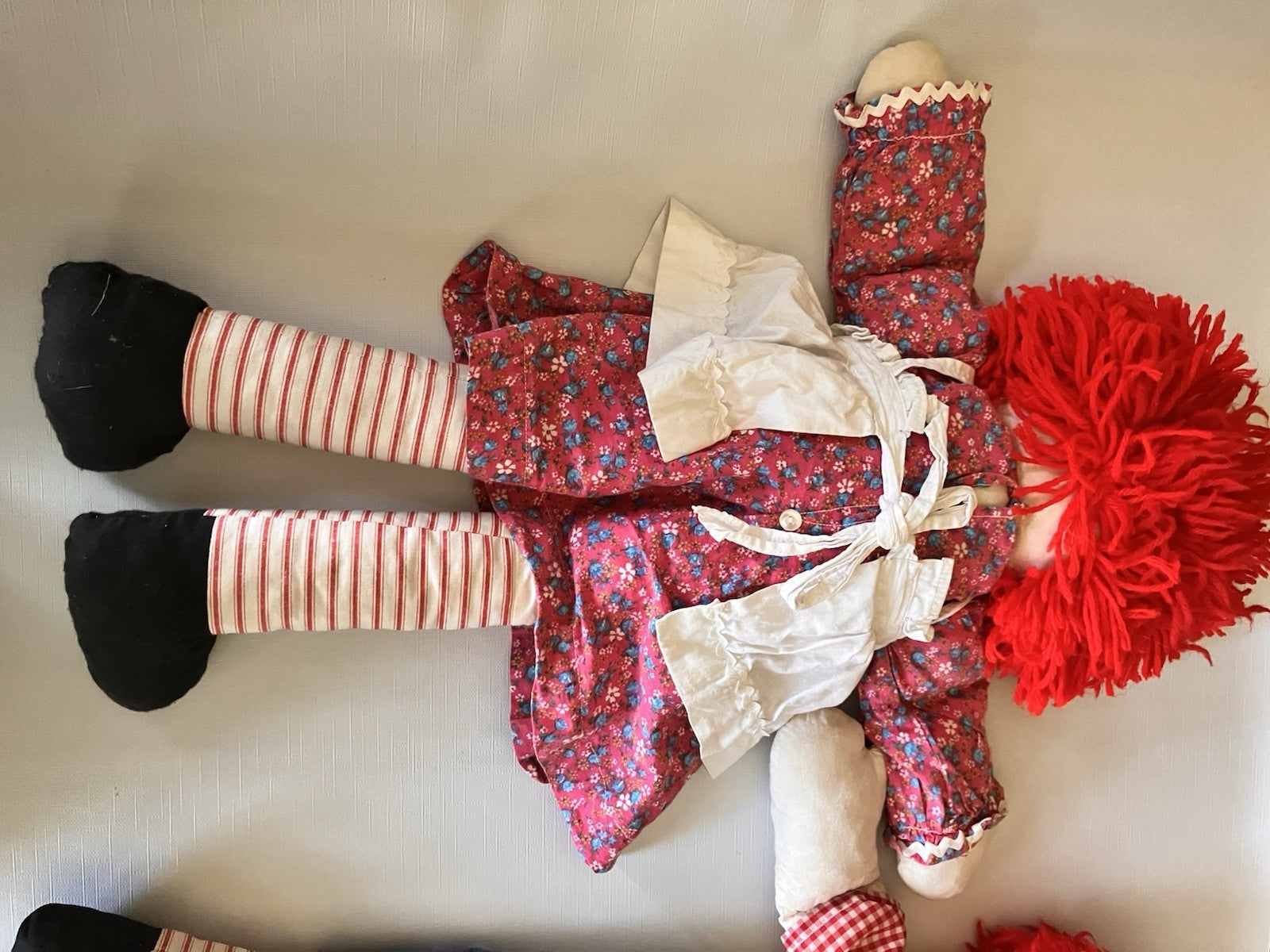 Vintage Raggedy Ann And Andy 25” Tall Dolls; Handmade Stuffed, Folk