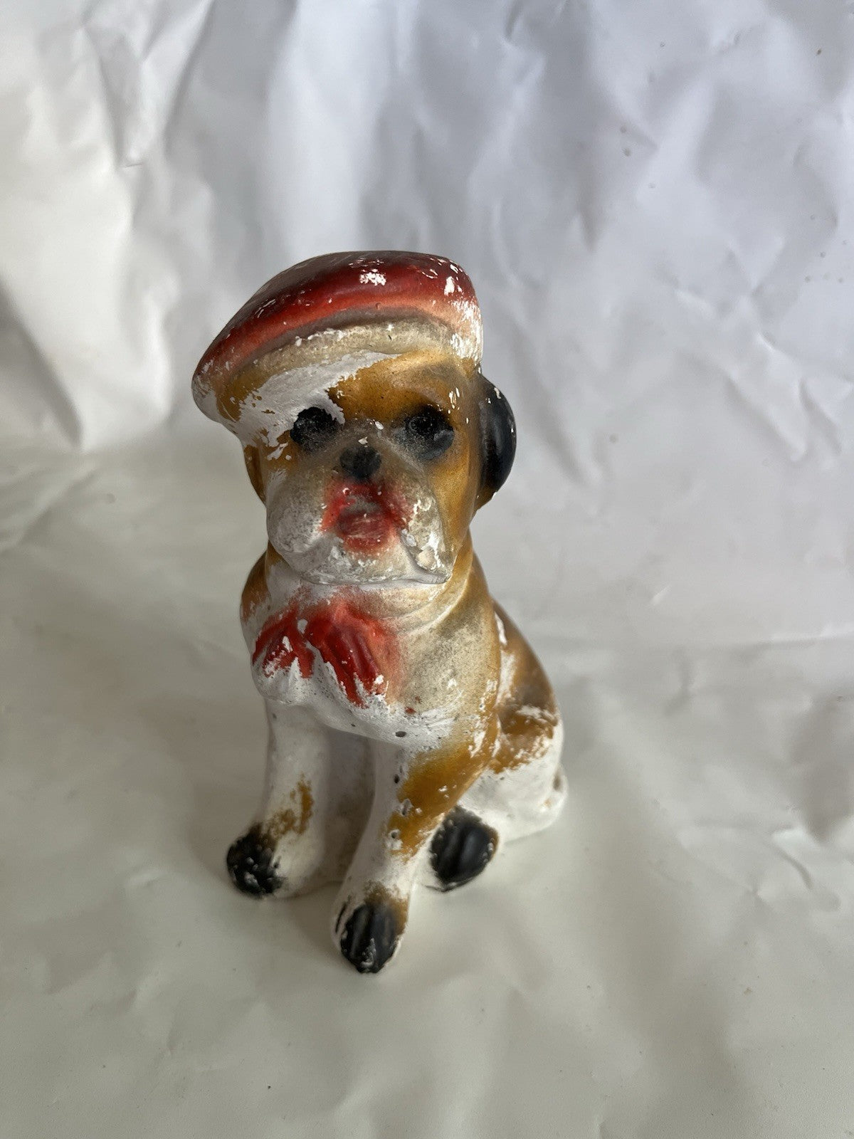 Vintage MCM Chalkware Pitbull Dog Figurine 