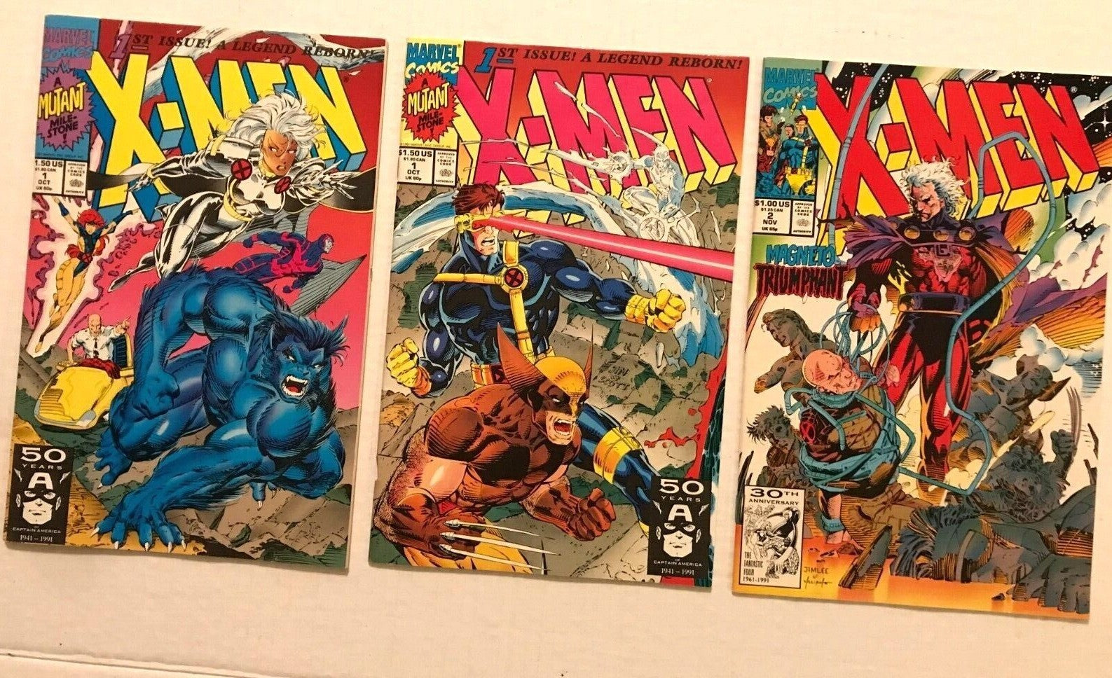 X-Men #1 -2 Different Covers X-Men #2 LOT of 3 1991