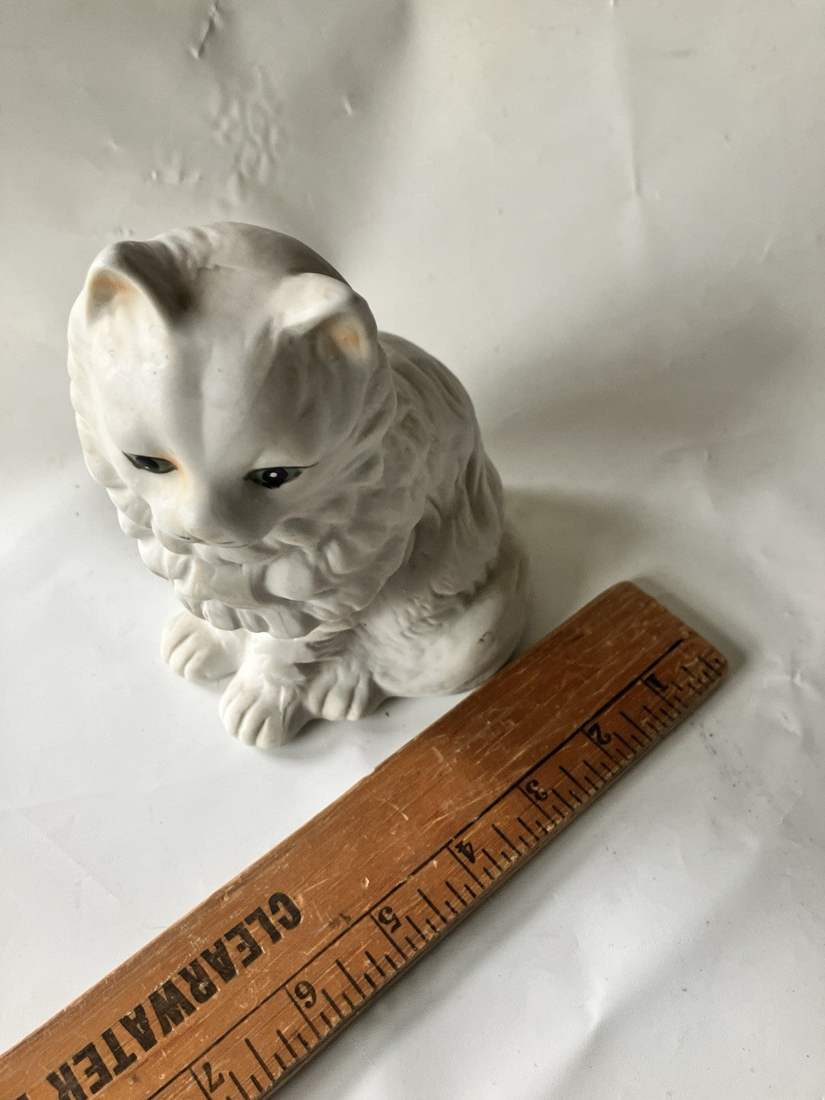 Vintage White Porcelain Persian Cat Figurine 6.5” Tall