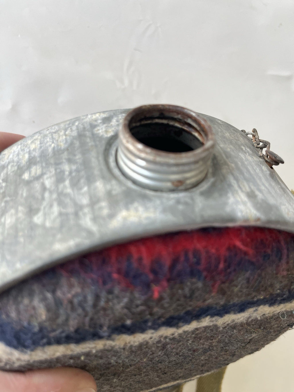 Vintage Wool & Galvanized Metal Canteen With Strap; See Photos!