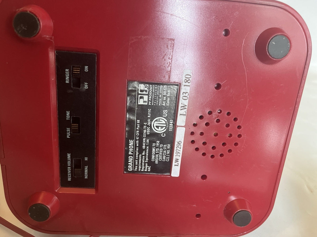Grand Phone Rotary Retro Art Deco Style Red Push Button Corded Telephone