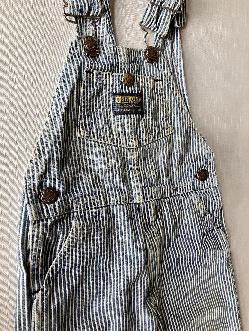 Vintage OshKosh Overalls Vestbak 3T  Bibs Pinstripe Railroad Hickory Stripe