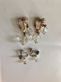 Vintage Aurora Borealis Rhinestone Clip Earrings (2 Pairs)