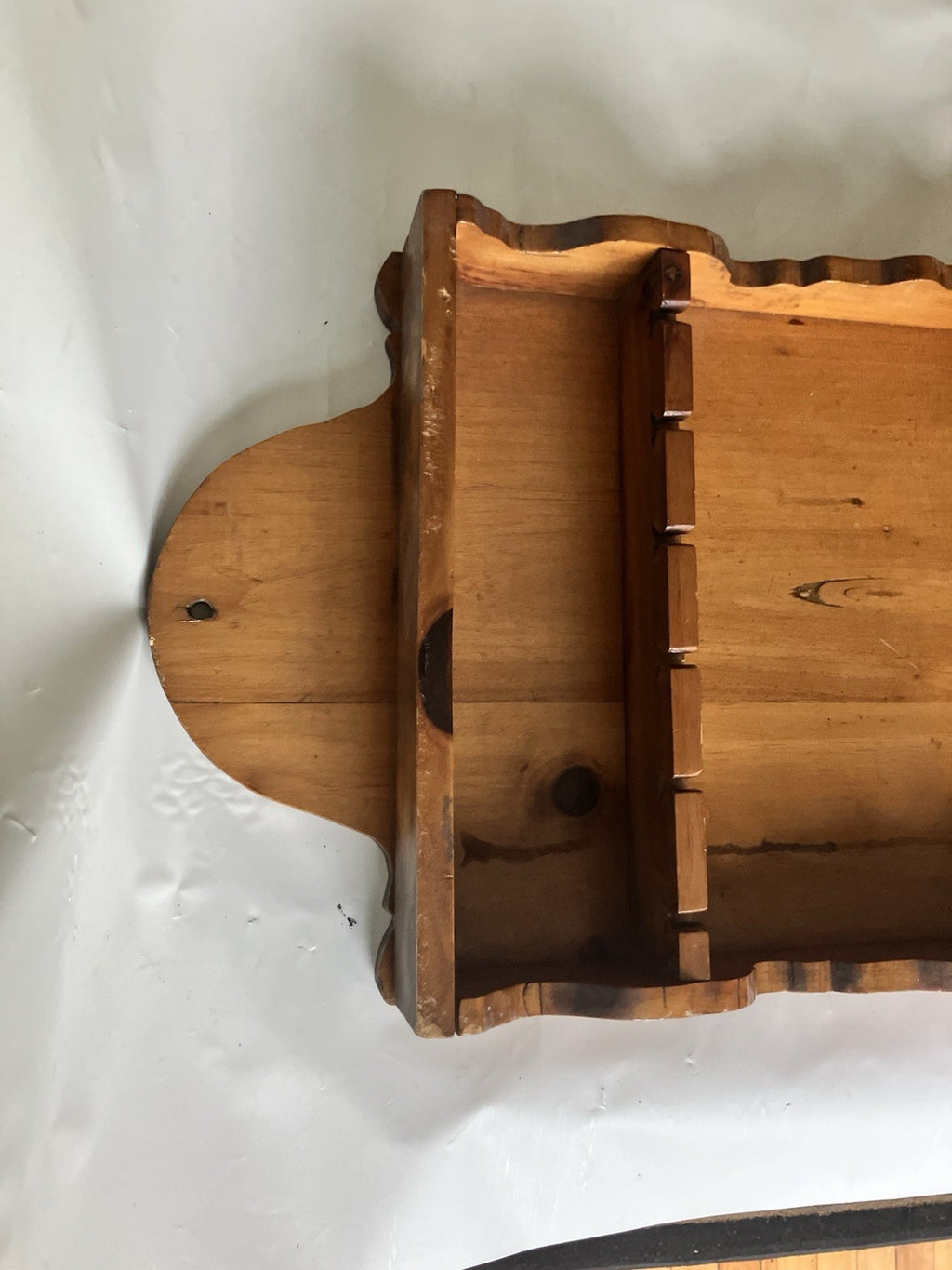 VTG Hanging Wooden Spoon Display Rack Holds 12 Spoons & Box To Hold Trinkets