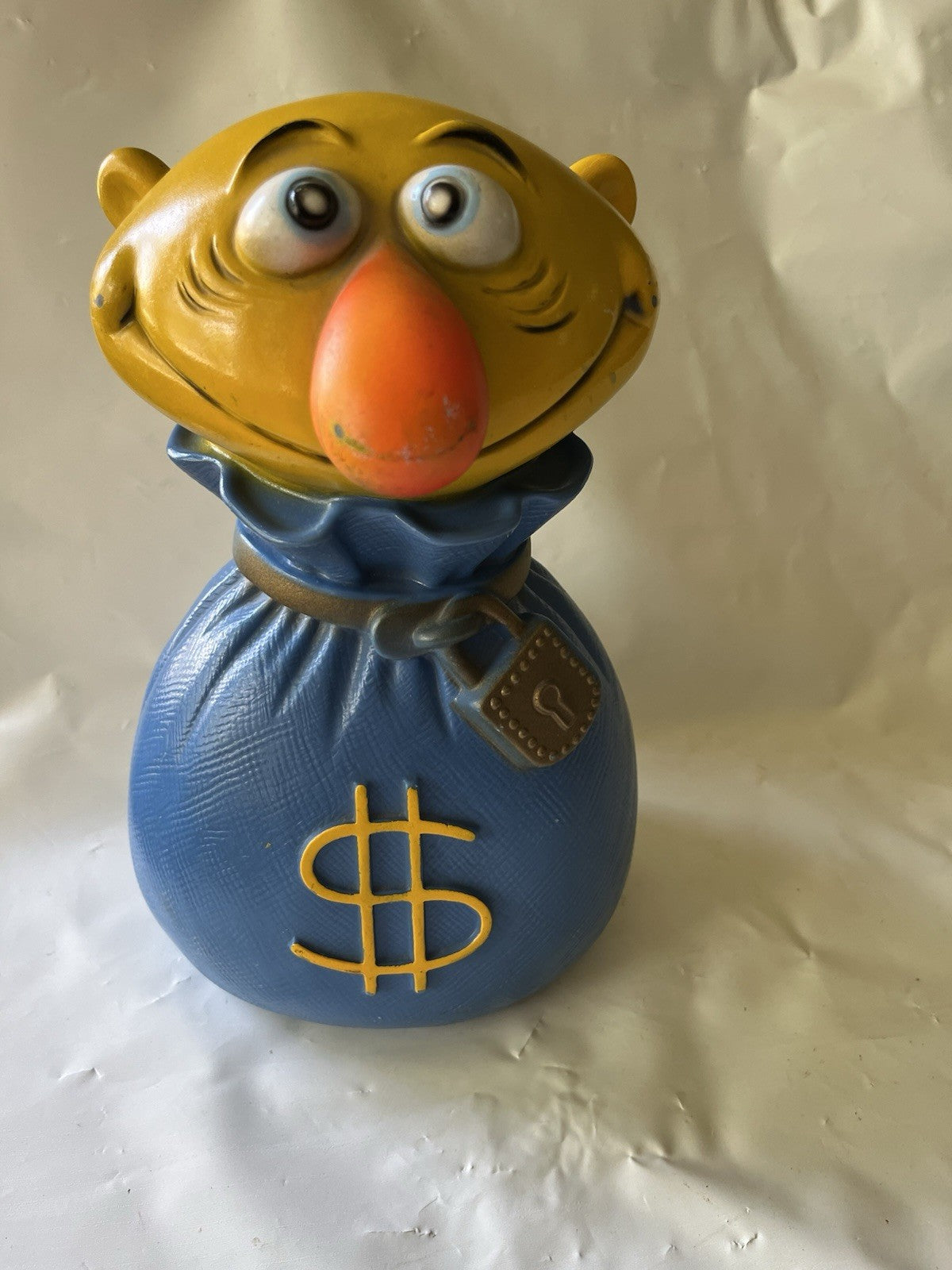 Vintage 1971 Play Pal "Moneybags" Piggy Bank Used; Stopper, Colorful. GUC